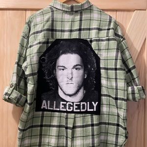 Upcycled flannel. Pat McAfee “Allegedly” shirt